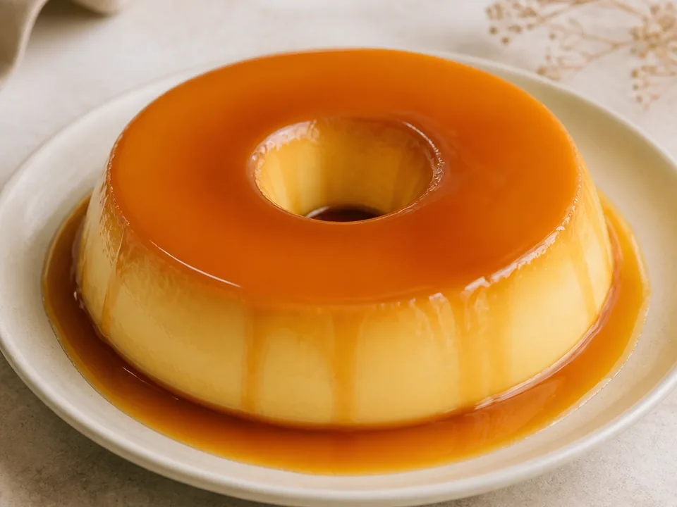 Pudim clássico com calda de caramelo